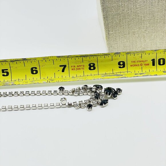 Vintage Black Rhinestone Necklace Silver Tone Choker Evening Jewelry - Picture 9 of 9